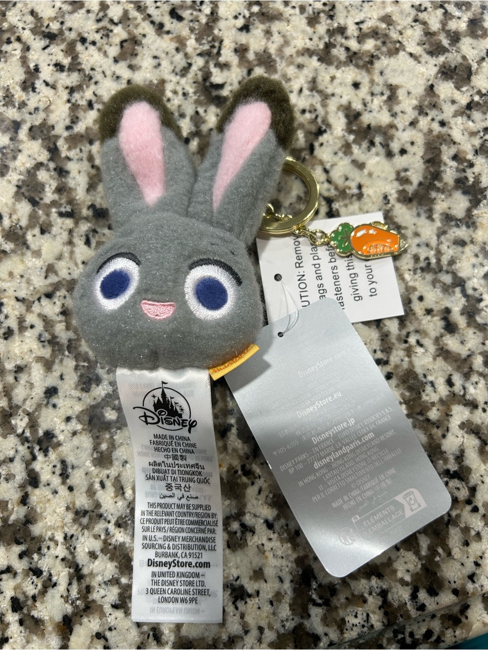 Disney Judy Hopps Plush Keychain with Gold Ring and Carrot Charm